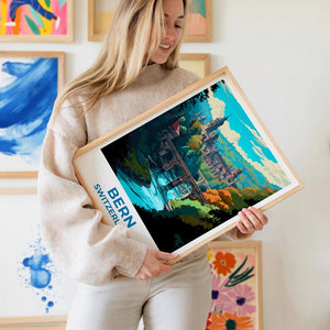 Bern Travel Print Switzerland Poster Swiss Alps Wall Art Forest Illustration Bern Poster Home Decor Birthday Gift