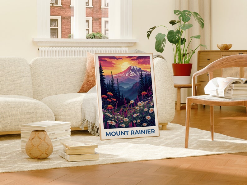 Affiche du mont Rainier, Impression du mont Rainier, Affiche de Washington, Affiche du parc national du mont Rainier, Impression de Washington