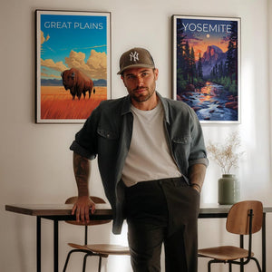 Great Plains Travel Print Bison Poster Americana Wall Art Rustic Illustration Great Plains  Poster Home Decor Birthday Gift