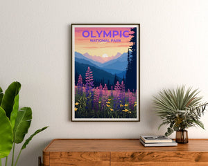 Affiche de voyage du parc national olympique, art mural de l'État de Washington, impression sur la nature, affiche du parc national olympique