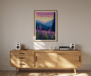 Affiche de voyage du parc national olympique, art mural de l'État de Washington, impression sur la nature, affiche du parc national olympique