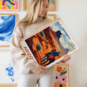 Monument Valley Travel Print, Arizona Poster, Cowboy Wall Art, Horse Illustration, Monument Valley Poster, Home Decor, Birthday Gift