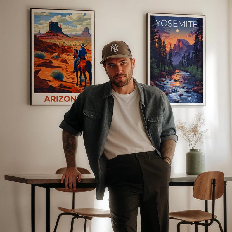 Monument Valley Travel Print, Arizona Poster, Cowboy Wall Art, Horse Illustration, Monument Valley Poster, Home Decor, Birthday Gift