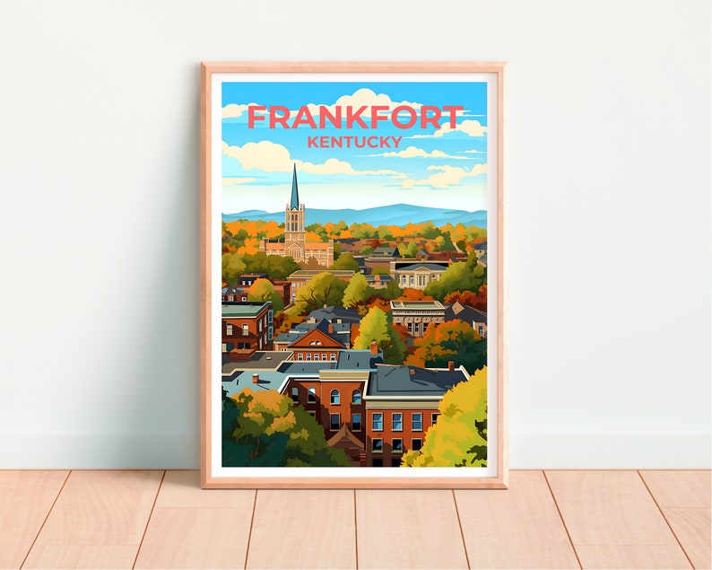 Frankfort Travel Poster, Kentucky Wall Art, Kentucky Print, Frankfort Poster, Kentucky Poster, City Poster, Wall Decor