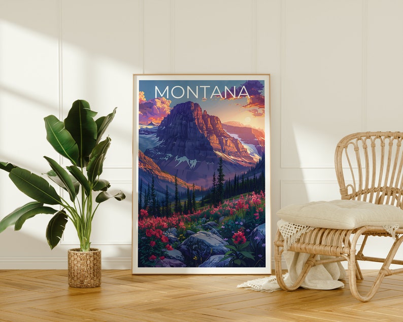 Affiche Montana, Impression Montana, Affiche de montagne, Impression de montagne, Affiche de voyage Montana, Affiche de nature sauvage, Art Montana