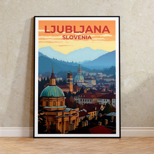 Ljubljana Travel Poster, Slovenia Wall Art, Slovenia Print, Ljubljana Poster, City Bridge Poster, Europe Poster, Ljubljana Art