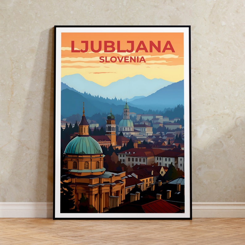 Ljubljana Travel Poster, Slovenia Wall Art, Slovenia Print, Ljubljana Poster, City Bridge Poster, Europe Poster, Ljubljana Art