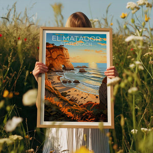 El Matador State Beach Travel Print, California Poster, Coast Wall Art, Beach Illustration, El Matador Poster, Home Decor, Birthday Gift
