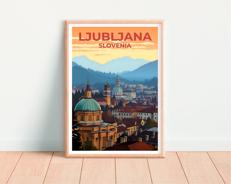 Ljubljana Travel Poster, Slovenia Wall Art, Slovenia Print, Ljubljana Poster, City Bridge Poster, Europe Poster, Ljubljana Art