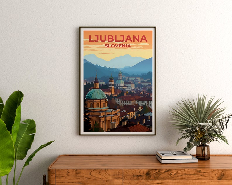 Ljubljana Travel Poster, Slovenia Wall Art, Slovenia Print, Ljubljana Poster, City Bridge Poster, Europe Poster, Ljubljana Art
