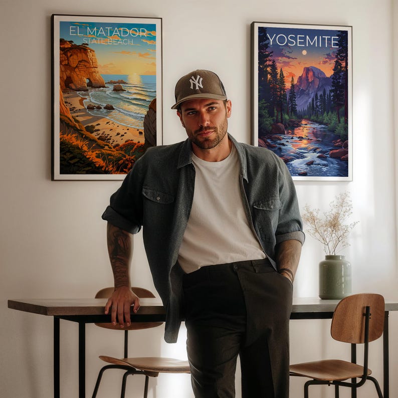 El Matador State Beach Travel Print, California Poster, Coast Wall Art, Beach Illustration, El Matador Poster, Home Decor, Birthday Gift