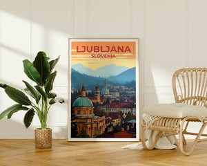Ljubljana Travel Poster, Slovenia Wall Art, Slovenia Print, Ljubljana Poster, City Bridge Poster, Europe Poster, Ljubljana Art