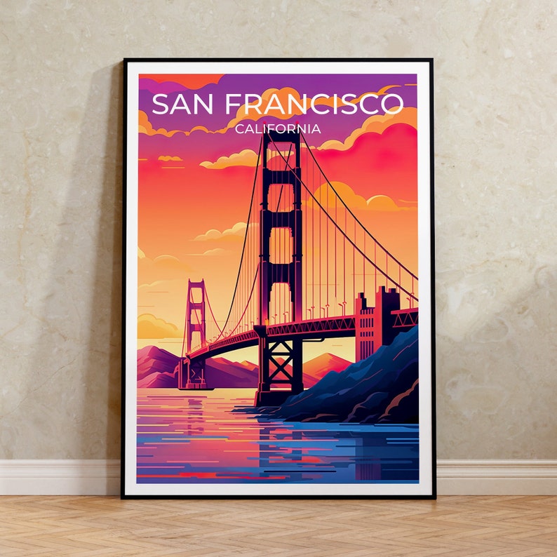 San Francisco Travel Poster, California Art, San Francisco Poster, Golden Gate Bridge Poster, Cali Poster, Poster Art, Wall Decor