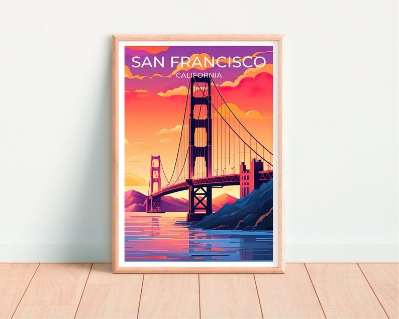 San Francisco Travel Poster, California Art, San Francisco Poster, Golden Gate Bridge Poster, Cali Poster, Poster Art, Wall Decor