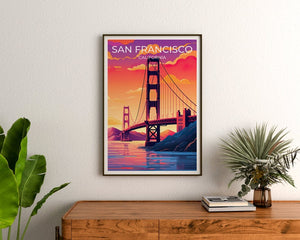 San Francisco Travel Poster, California Art, San Francisco Poster, Golden Gate Bridge Poster, Cali Poster, Poster Art, Wall Decor