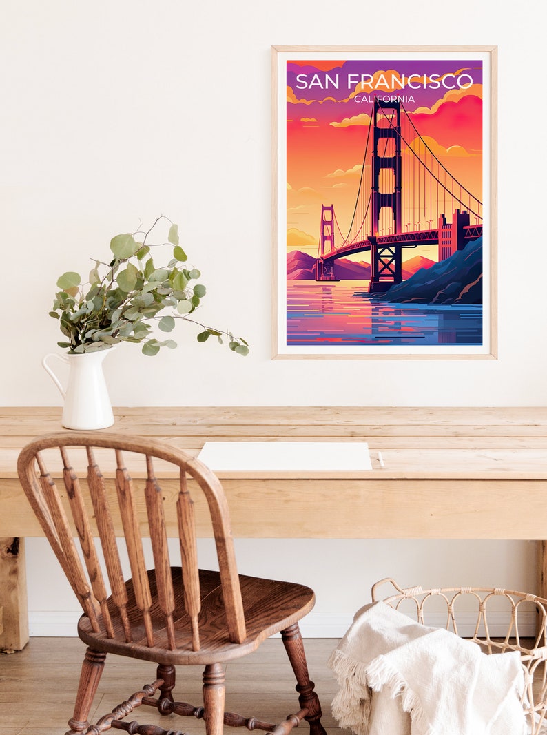 San Francisco Travel Poster, California Art, San Francisco Poster, Golden Gate Bridge Poster, Cali Poster, Poster Art, Wall Decor