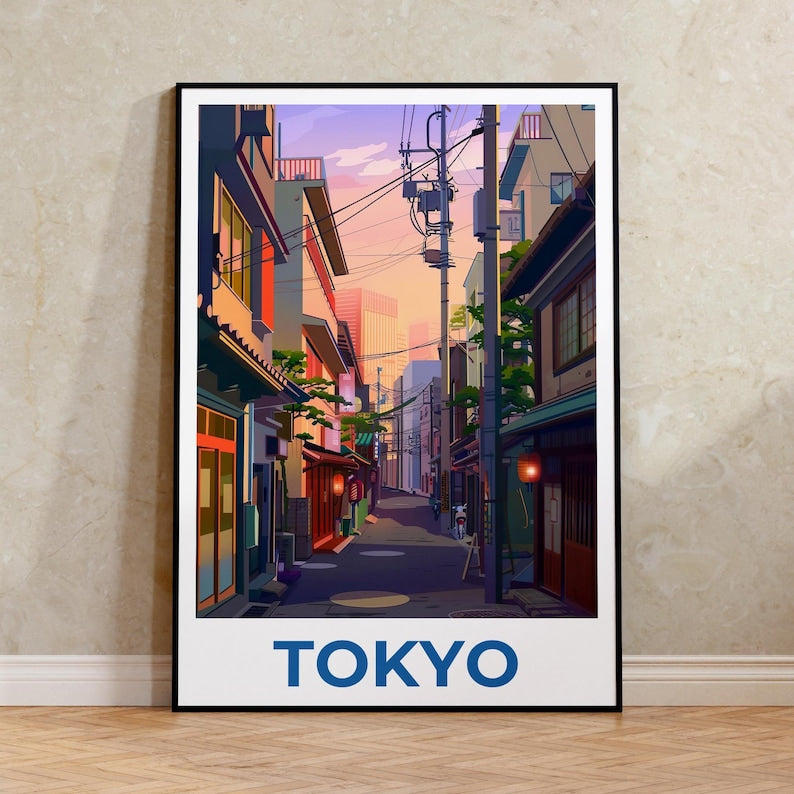 Tokyo Poster, Japan Travel Print, Japanese Street Art, Tokyo Japan Illustration, Cityscape Poster, Home Decor, Birthday Gift