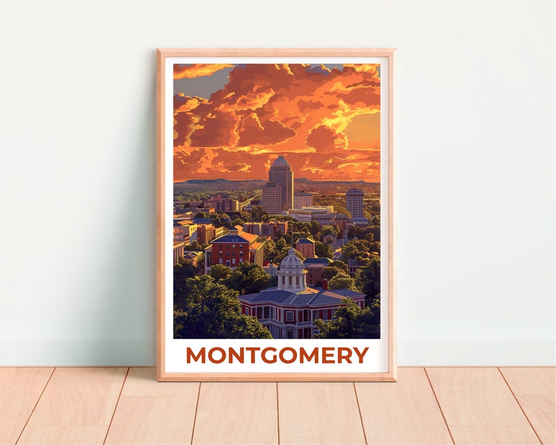 Montgomery Poster, Montgomery Print, Alabama Poster, Alabama Print, Montgomery Travel Poster, Alabama Art, Montgomery Art