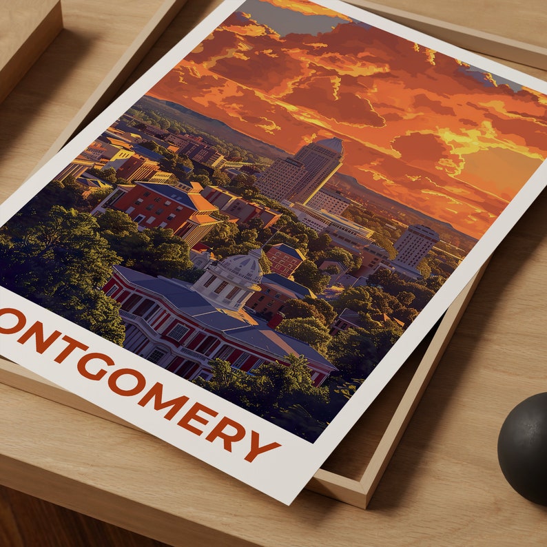 Montgomery Poster, Montgomery Print, Alabama Poster, Alabama Print, Montgomery Travel Poster, Alabama Art, Montgomery Art