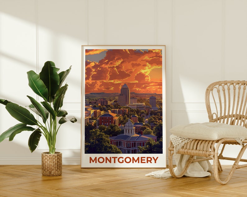 Montgomery Poster, Montgomery Print, Alabama Poster, Alabama Print, Montgomery Travel Poster, Alabama Art, Montgomery Art