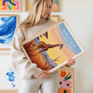 Kruger National Park Travel Print African Safari Poster South Africa Wall Art Africa Illustration Kruger Poster Home Decor Birthday Gift