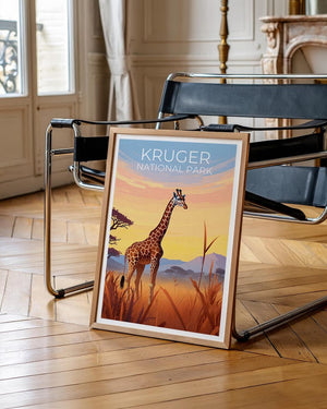 Kruger National Park Travel Print African Safari Poster South Africa Wall Art Africa Illustration Kruger Poster Home Decor Birthday Gift