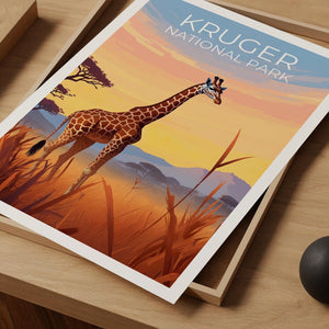 Kruger National Park Travel Print African Safari Poster South Africa Wall Art Africa Illustration Kruger Poster Home Decor Birthday Gift