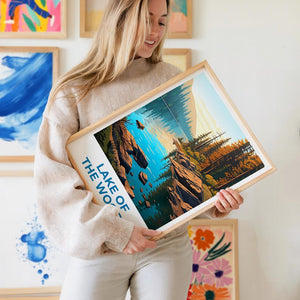 Lake of the Woods Travel Print Minnesota Poster Canada Wall Art Ontario Illustration Lake Poster Home Decor Birthday Gift