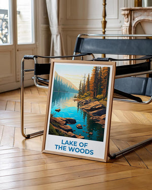 Lake of the Woods Travel Print Minnesota Poster Canada Wall Art Ontario Illustration Lake Poster Home Decor Birthday Gift