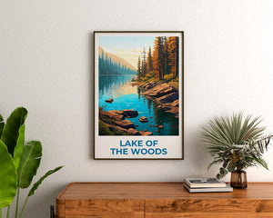 Lake of the Woods Travel Print Minnesota Poster Canada Wall Art Ontario Illustration Lake Poster Home Decor Birthday Gift