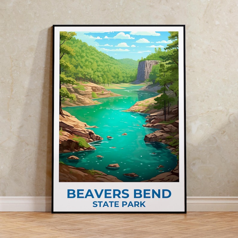 Beavers Bend State Park Travel Print, Oklahoma Poster, Forest Wall Art, Beavers Bend Poster, Home Decor, Birthday Gift