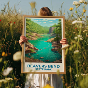Beavers Bend State Park Travel Print, Oklahoma Poster, Forest Wall Art, Beavers Bend Poster, Home Decor, Birthday Gift