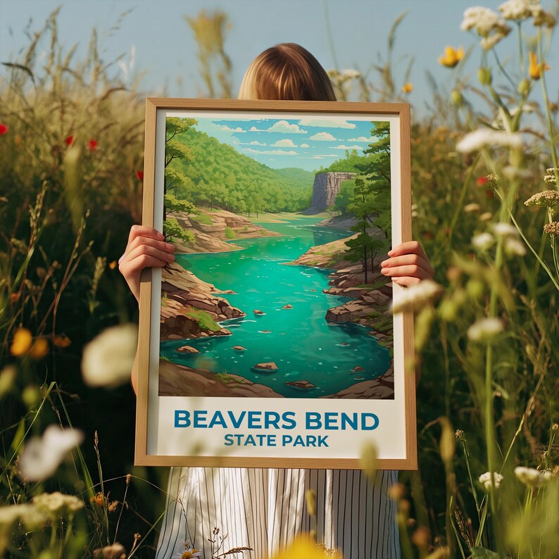 Beavers Bend State Park Travel Print, Oklahoma Poster, Forest Wall Art, Beavers Bend Poster, Home Decor, Birthday Gift