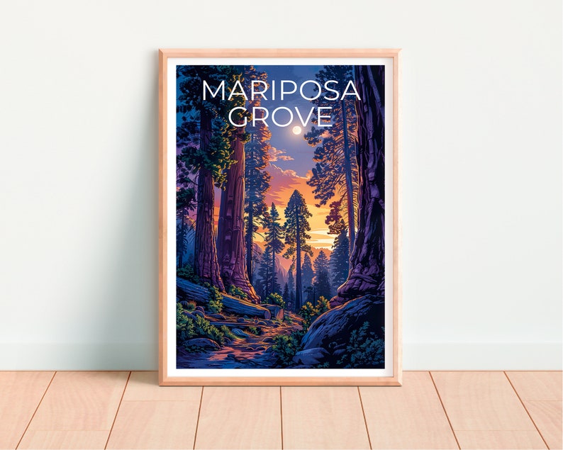 Mariposa Grove Poster, Mariposa Grove Print, Sequoia Trees Poster, Sequoia Print, California Travel Poster, California Art