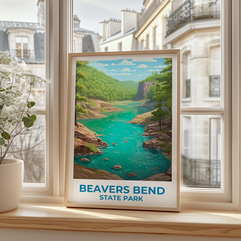 Beavers Bend State Park Travel Print, Oklahoma Poster, Forest Wall Art, Beavers Bend Poster, Home Decor, Birthday Gift