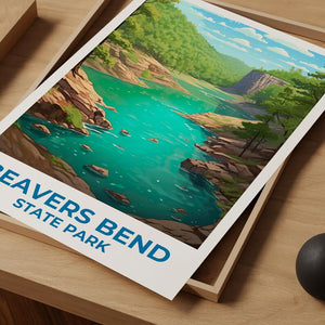 Beavers Bend State Park Travel Print, Oklahoma Poster, Forest Wall Art, Beavers Bend Poster, Home Decor, Birthday Gift