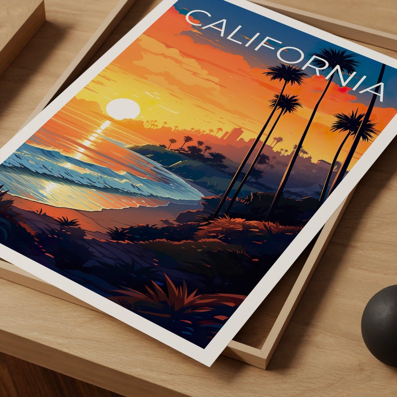 Affiche de voyage en Californie, art mural de plage, impression de plage, affiche de Californie, affiche de plage, affiche de nature, art de Californie