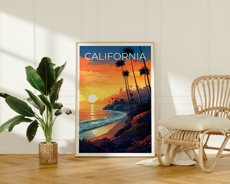 Affiche de voyage en Californie, art mural de plage, impression de plage, affiche de Californie, affiche de plage, affiche de nature, art de Californie