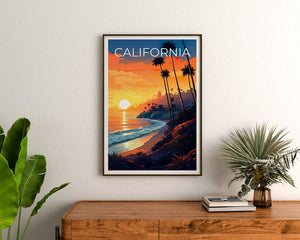 Affiche de voyage en Californie, art mural de plage, impression de plage, affiche de Californie, affiche de plage, affiche de nature, art de Californie