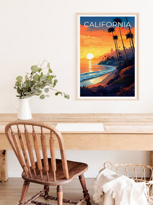 Affiche de voyage en Californie, art mural de plage, impression de plage, affiche de Californie, affiche de plage, affiche de nature, art de Californie