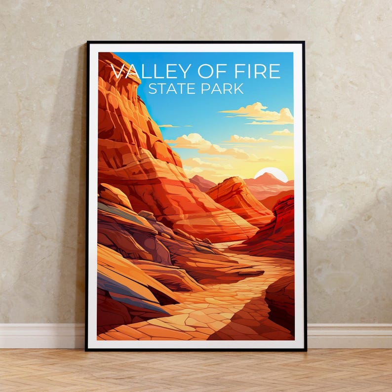 Valley of Fire State Park Travel Print Nevada Poster Canyon Wall Art Valley of Fire Poster Home Decor Birthday Gift