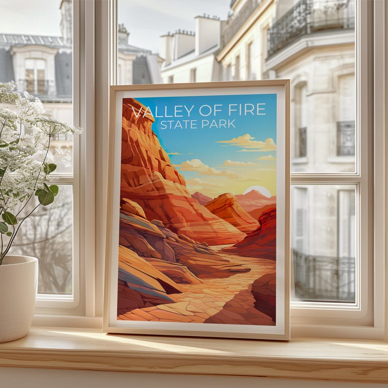 Valley of Fire State Park Travel Print Nevada Poster Canyon Wall Art Valley of Fire Poster Home Decor Birthday Gift