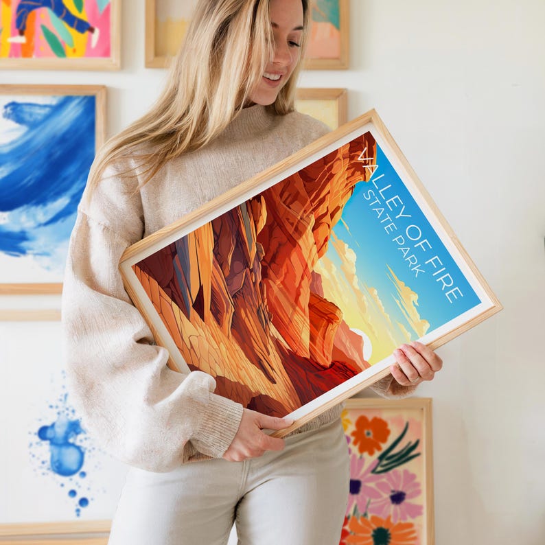 Valley of Fire State Park Travel Print Nevada Poster Canyon Wall Art Valley of Fire Poster Home Decor Birthday Gift