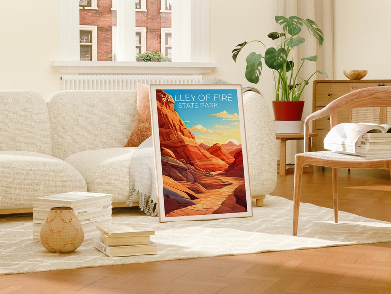 Valley of Fire State Park Travel Print Nevada Poster Canyon Wall Art Valley of Fire Poster Home Decor Birthday Gift