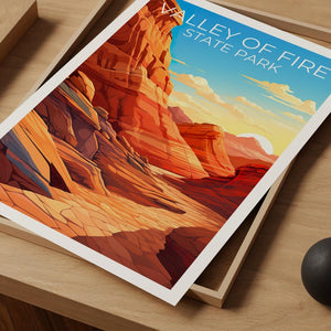 Valley of Fire State Park Travel Print Nevada Poster Canyon Wall Art Valley of Fire Poster Home Decor Birthday Gift