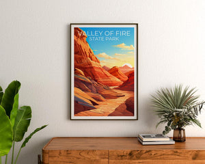 Valley of Fire State Park Travel Print Nevada Poster Canyon Wall Art Valley of Fire Poster Home Decor Birthday Gift