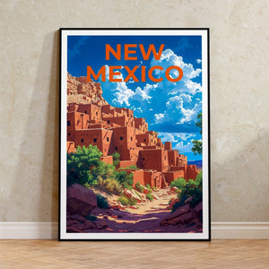 Affiche de voyage du Nouveau-Mexique, art mural de Taos, impression de Taos, affiche du Nouveau-Mexique, affiche de Taos, art du Nouveau-Mexique