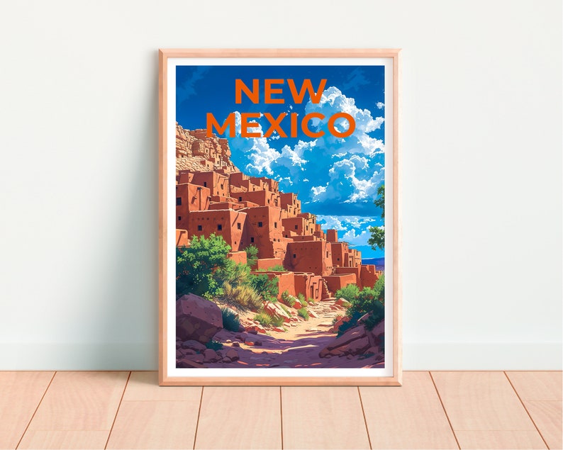 Affiche de voyage du Nouveau-Mexique, art mural de Taos, impression de Taos, affiche du Nouveau-Mexique, affiche de Taos, art du Nouveau-Mexique