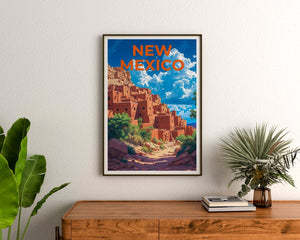 Affiche de voyage du Nouveau-Mexique, art mural de Taos, impression de Taos, affiche du Nouveau-Mexique, affiche de Taos, art du Nouveau-Mexique