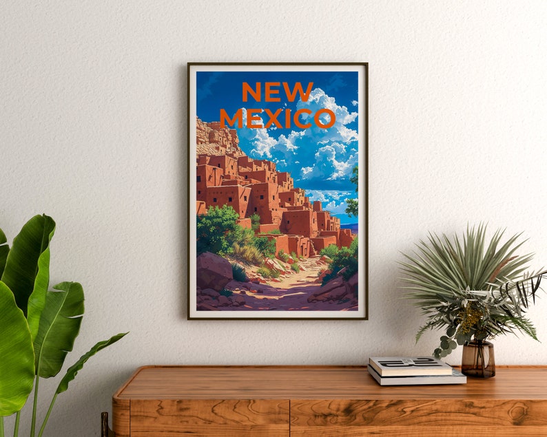 Affiche de voyage du Nouveau-Mexique, art mural de Taos, impression de Taos, affiche du Nouveau-Mexique, affiche de Taos, art du Nouveau-Mexique